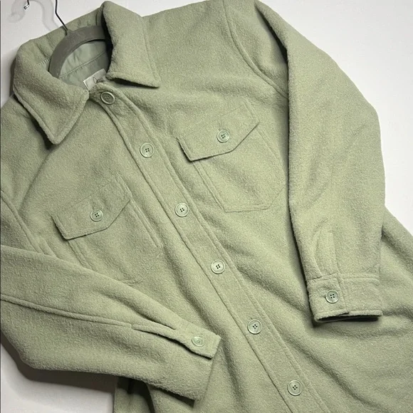 Joie Light Green Fleece  Shacket - Picture 3 of 11